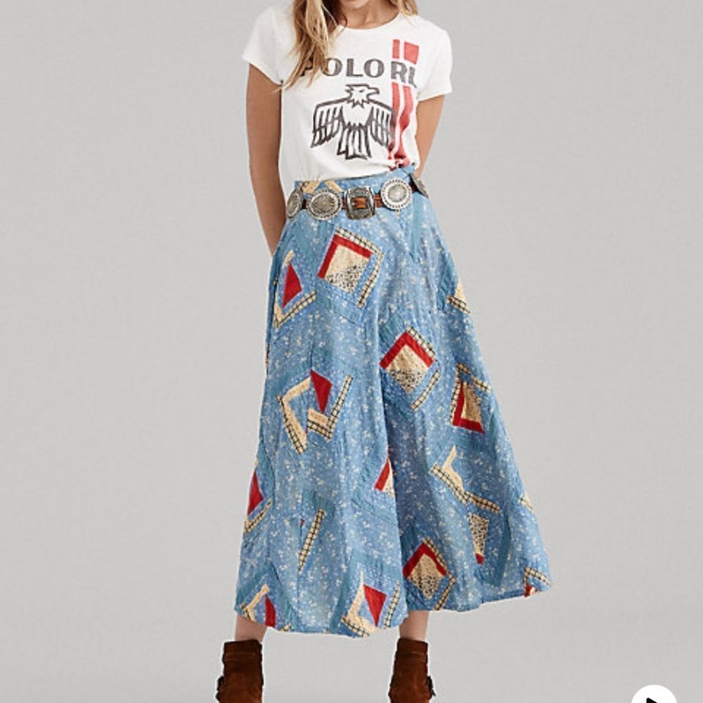 Polo Ralph Lauren Patchwork Folk Quilt Skirt Size 0  - PERFECT FOR RODEO SEASON